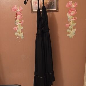 Elegant Sheer Black Halter Dress
